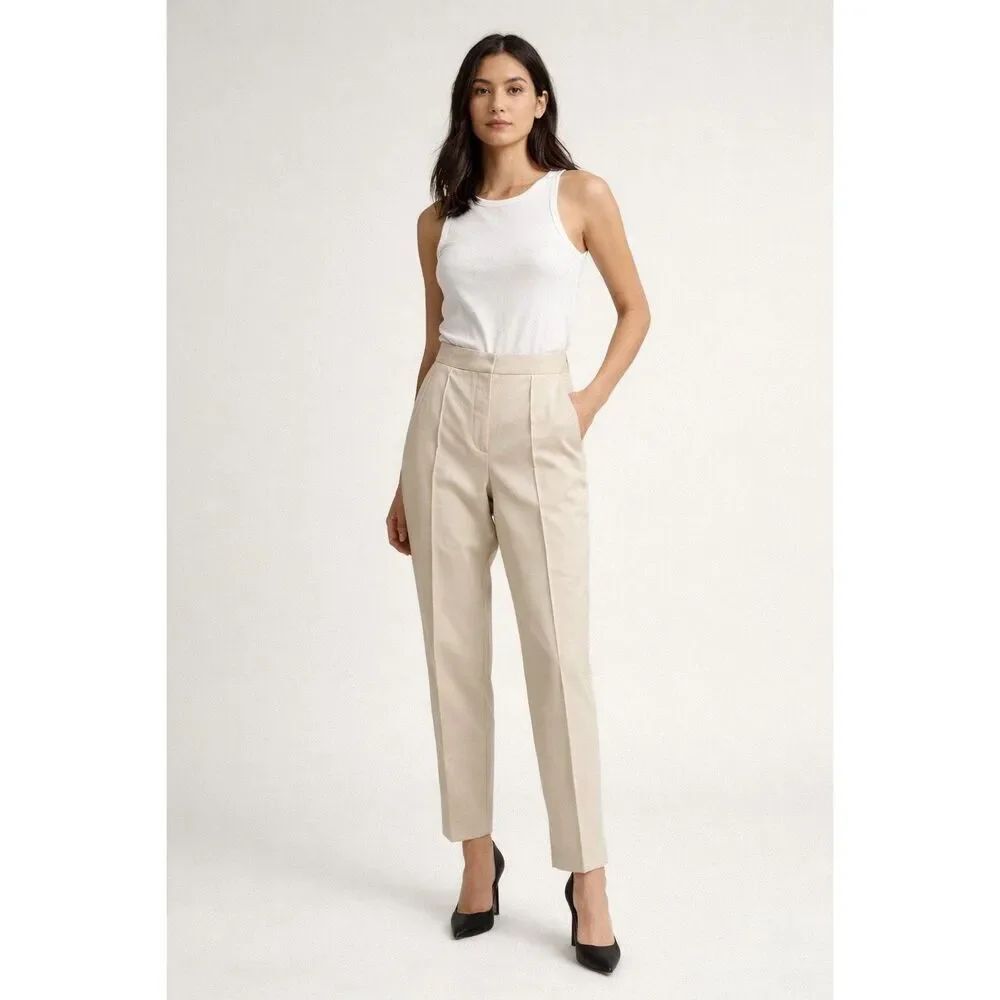 Zara Tailored High-Rise Slim Ankle Trousers in Cream– Women’s Small